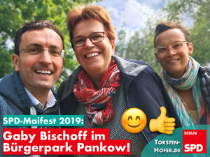 Torsten Hofer, Gaby Bischoff und Sarah Neumeyer im Bürgerpark Pankow